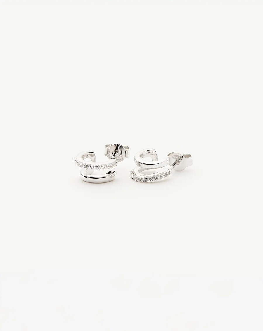 boucles doreilles doubles classiques huggies - argent sterlingoxygène cubique