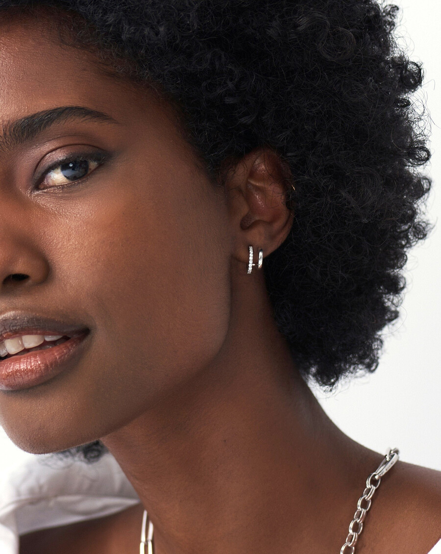 boucles doreilles doubles classiques huggies - argent sterlingoxygène cubique