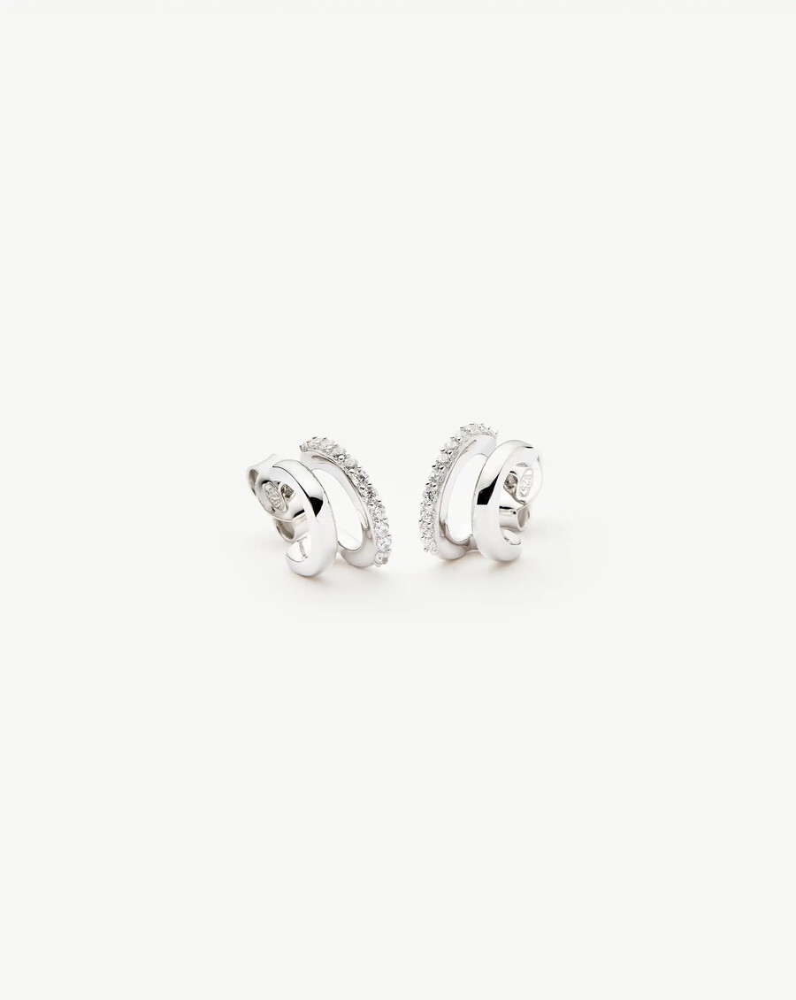 boucles doreilles doubles classiques huggies - argent sterlingoxygène cubique