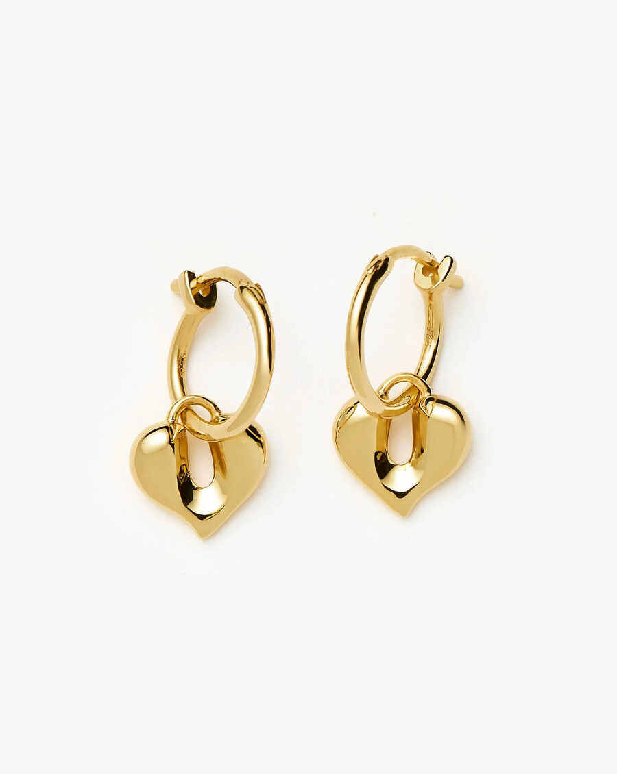 boucles doreilles créoles à breloque cœur fondu