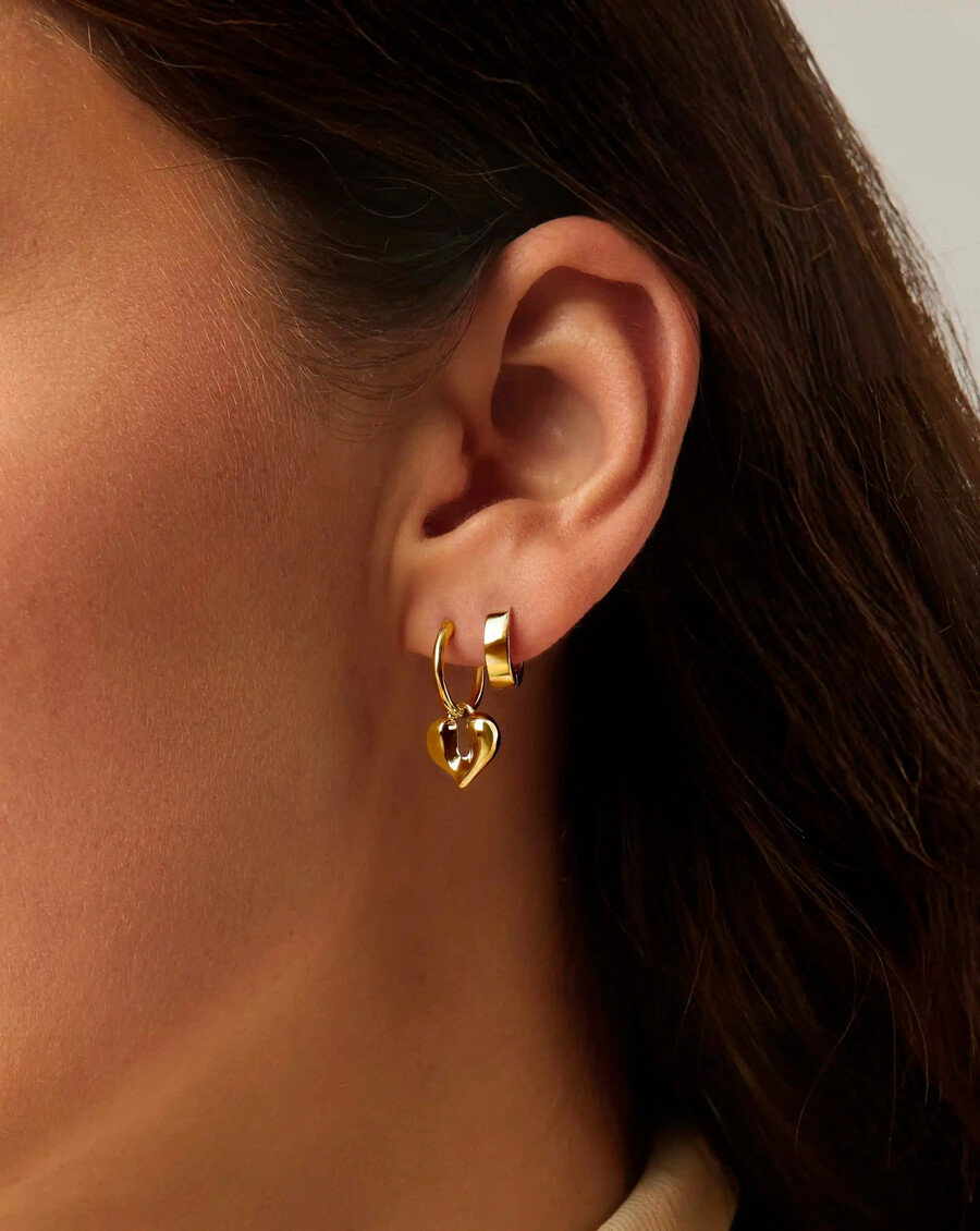 boucles doreilles créoles à breloque cœur fondu