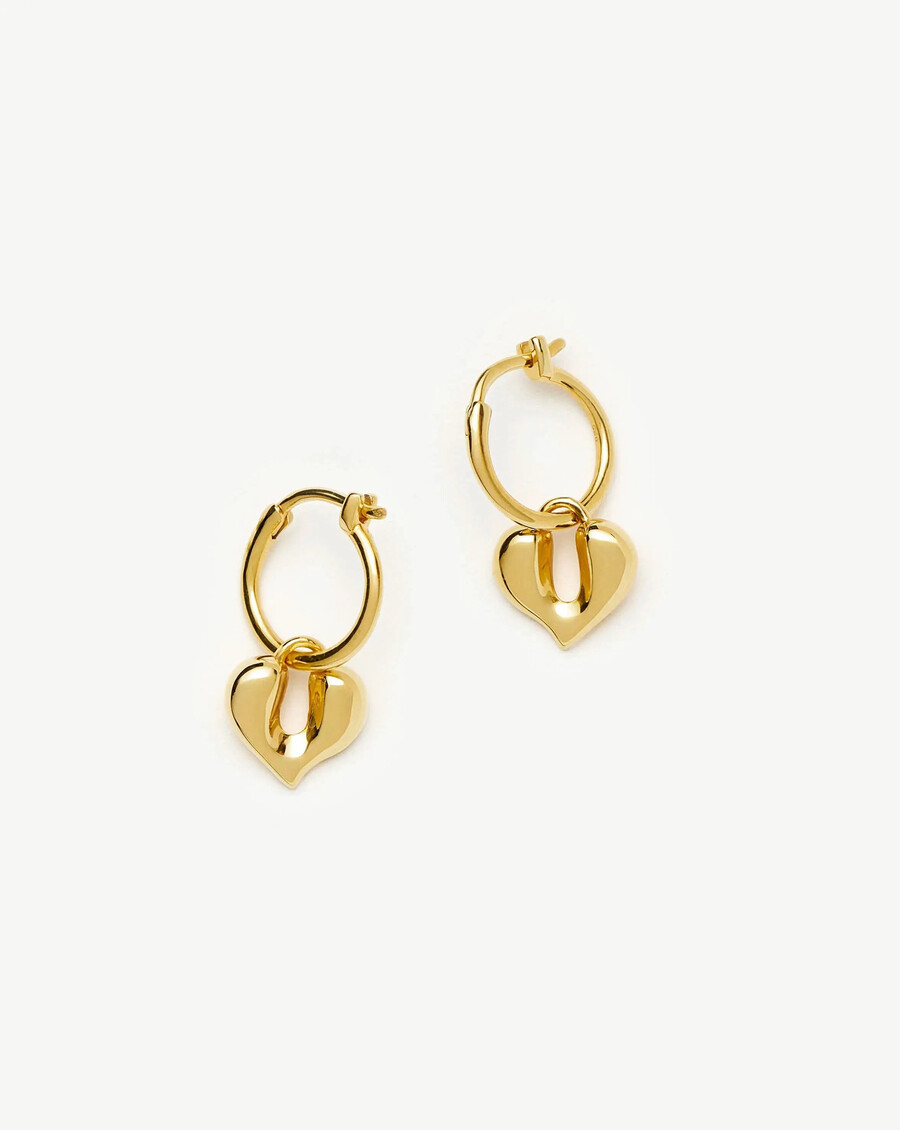 boucles doreilles créoles à breloque cœur fondu