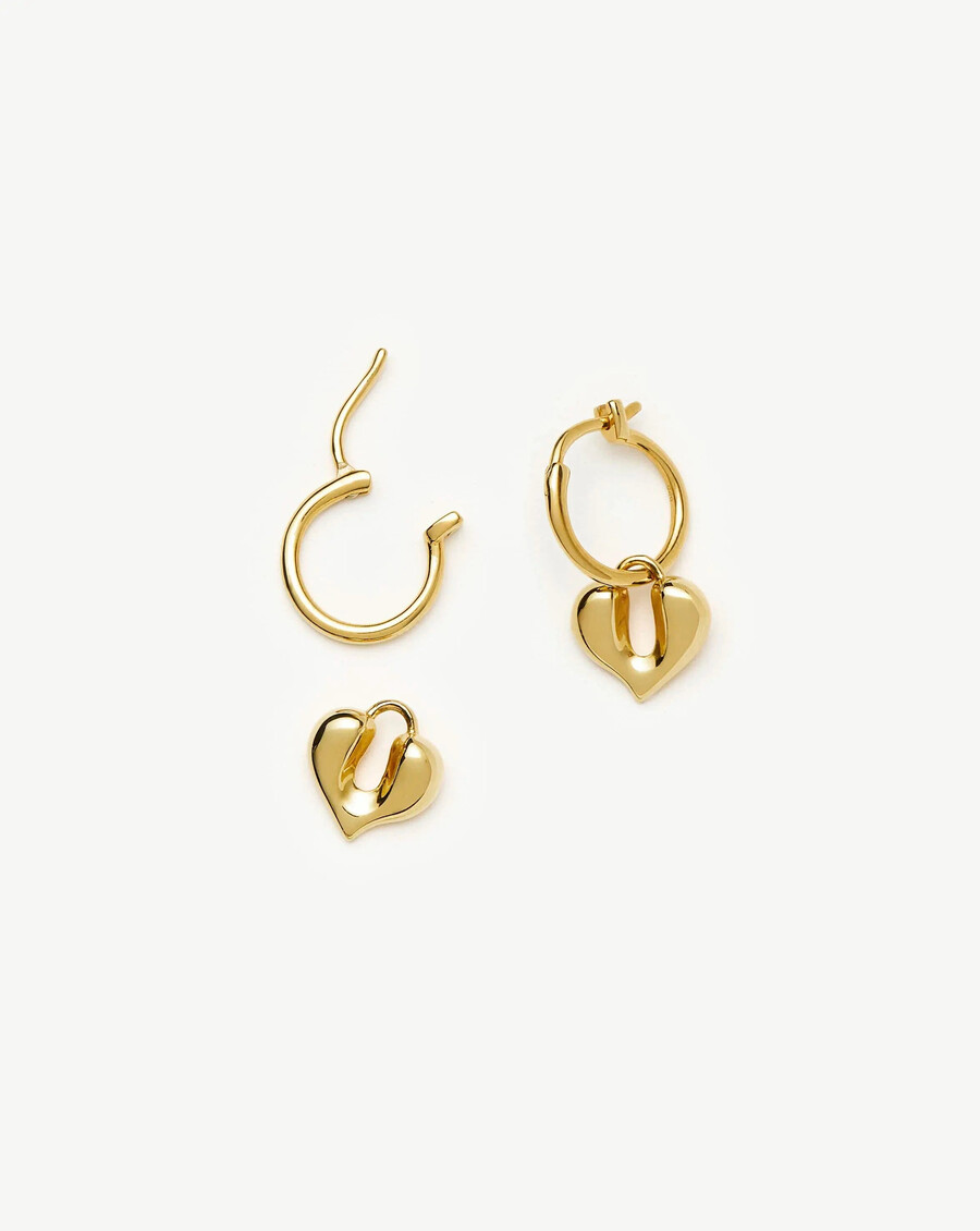 boucles doreilles créoles à breloque cœur fondu