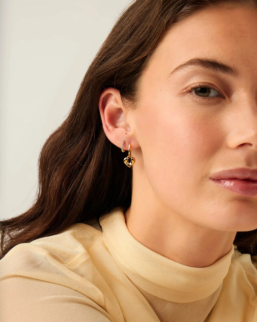 boucles doreilles créoles à breloque cœur fondu