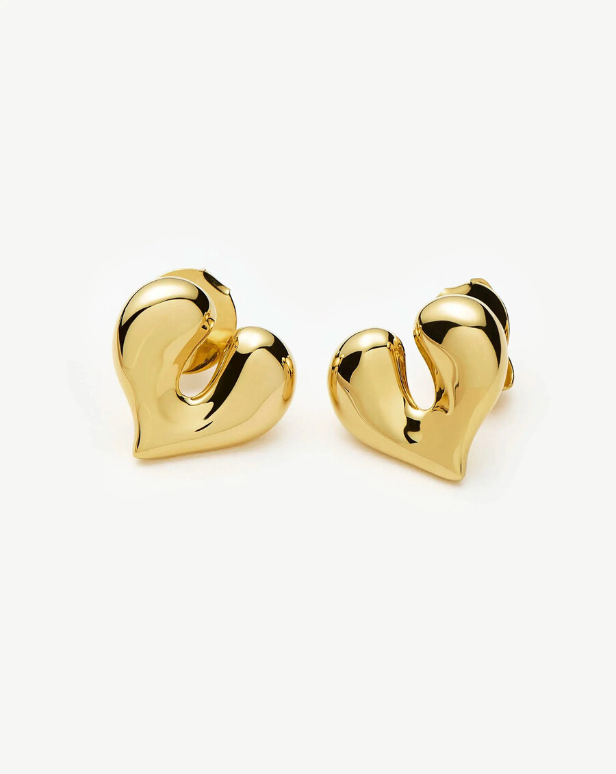 boucles doreilles clous en or fondu en forme de cœur
