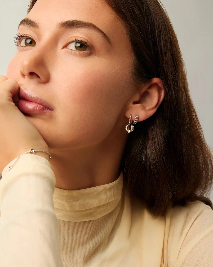 boucles doreilles créoles à breloque cœur fondu