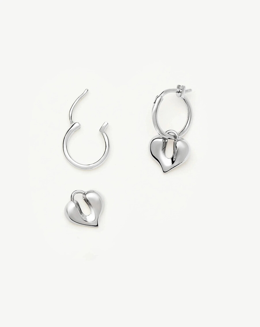 boucles doreilles créoles à breloque cœur fondu