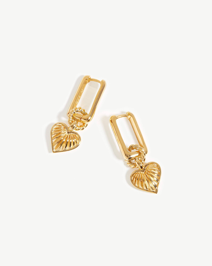 boucles doreilles à breloque en forme de cœur - vermeil en or 18 carats