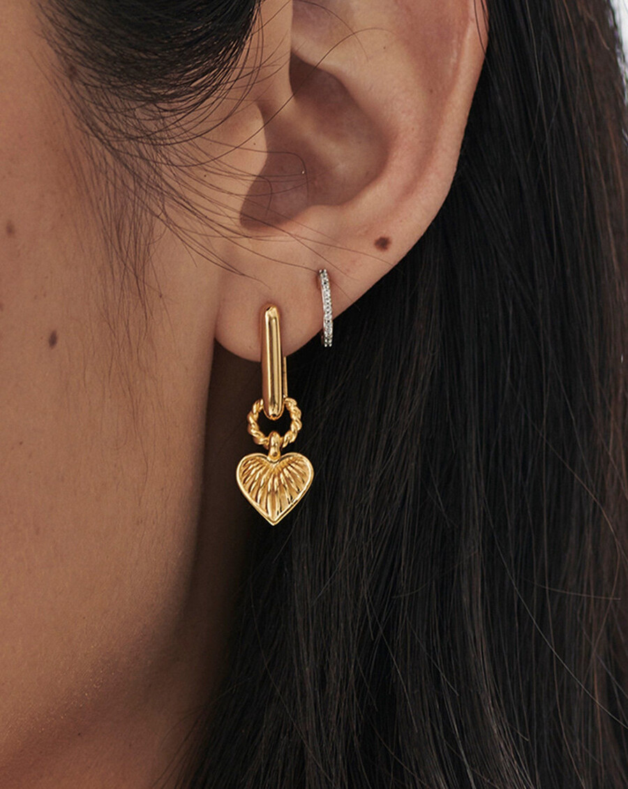 boucles doreilles à breloque en forme de cœur - vermeil en or 18 carats