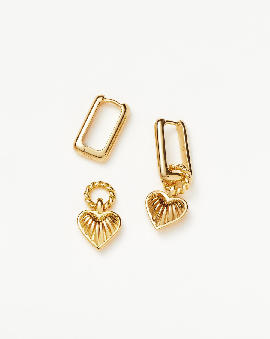 boucles doreilles à breloque en forme de cœur - vermeil en or 18 carats