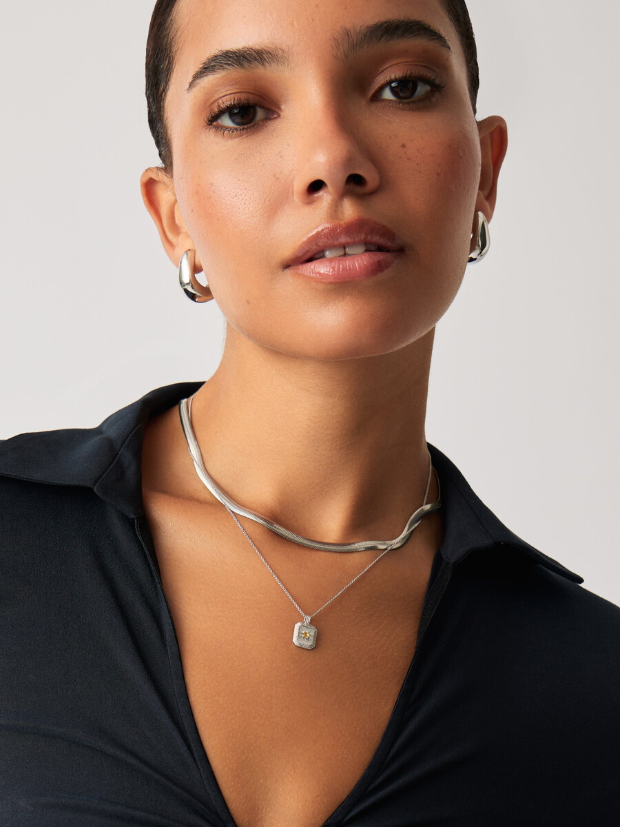 collier pendentif pierre de naissance de novembre - argent