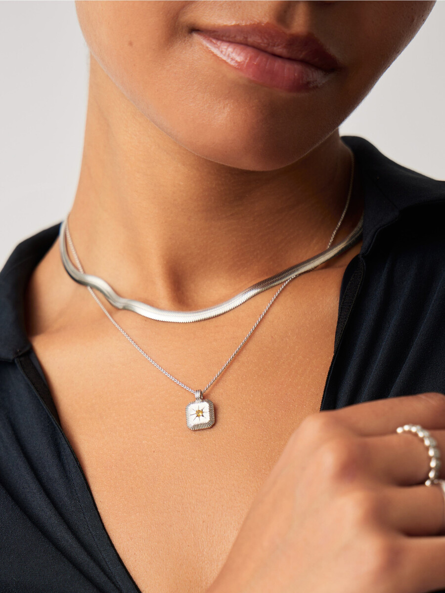 collier pendentif pierre de naissance de novembre - argent