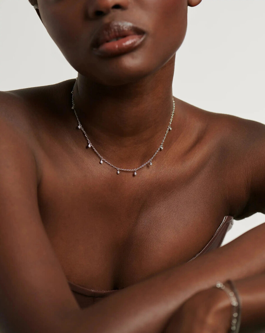 collier ras-de-cou argenté interstellar drop