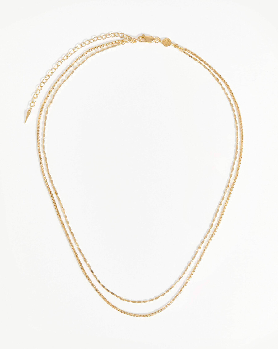 collier à double chaîne à maillons carrés - vermeil en or 18 carats