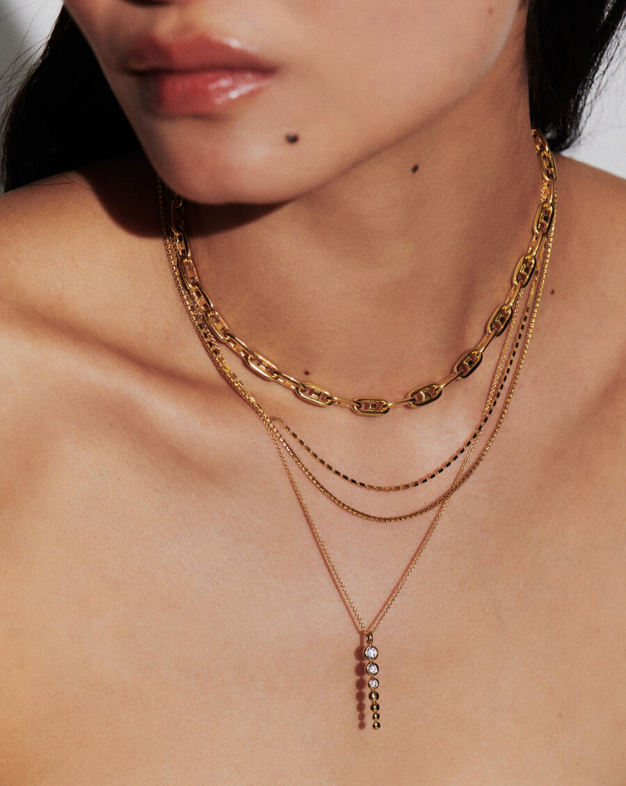 collier à double chaîne à maillons carrés - vermeil en or 18 carats
