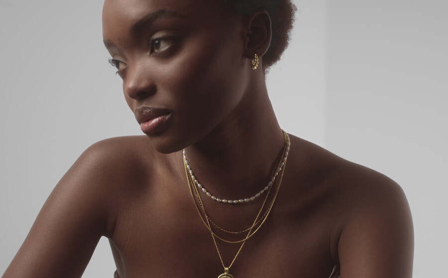 collier à double chaîne à maillons carrés - vermeil en or 18 carats