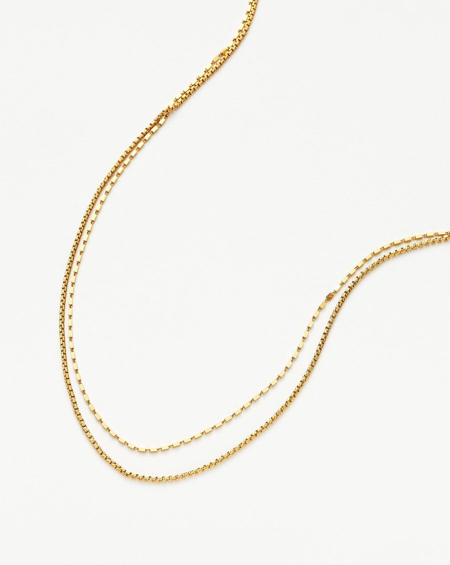 collier à double chaîne à maillons carrés - vermeil en or 18 carats