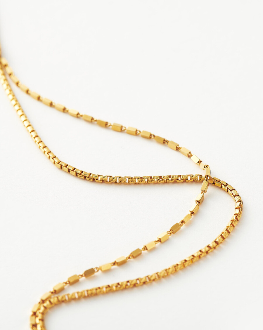 collier à double chaîne à maillons carrés - vermeil en or 18 carats