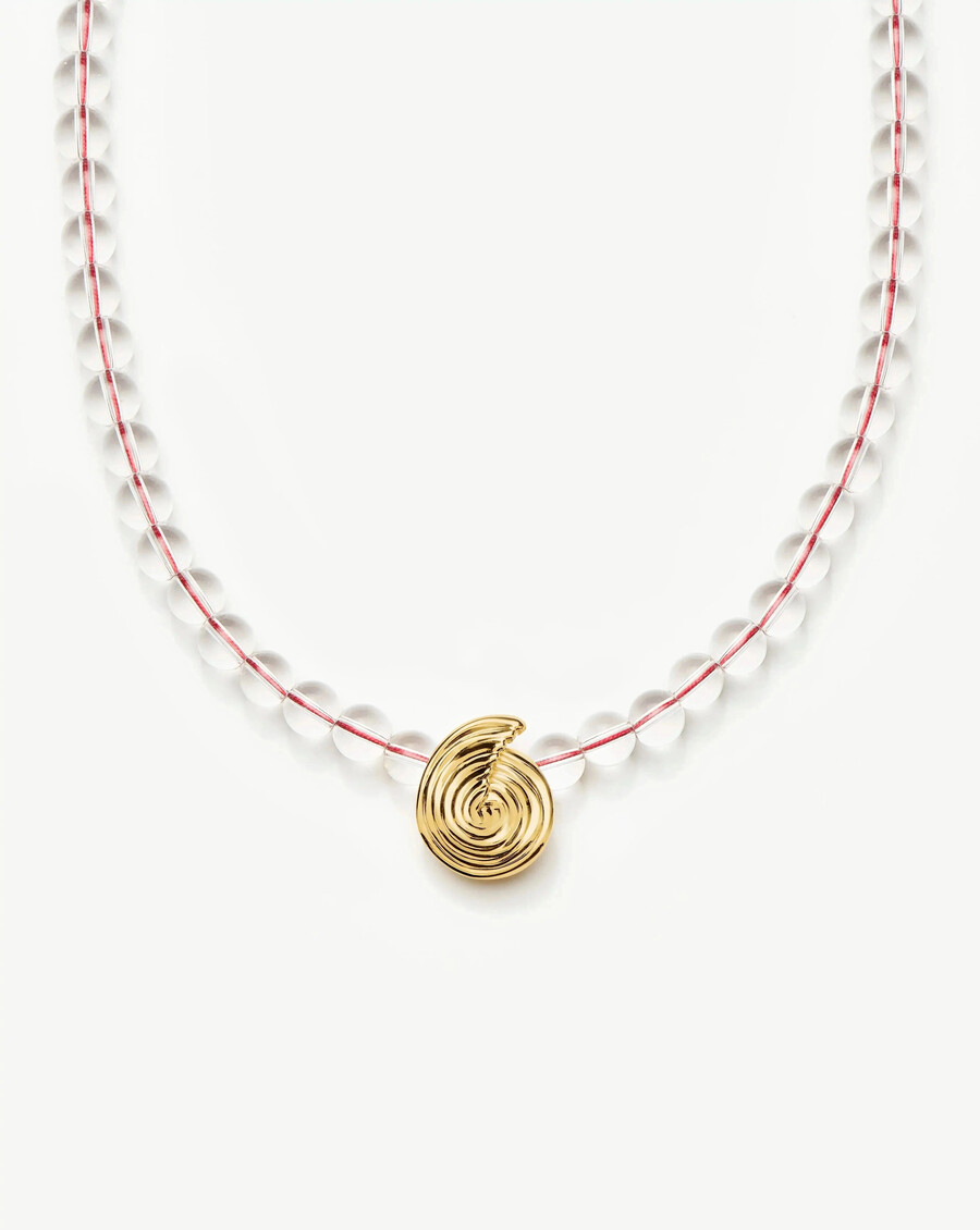collier pendentif en perles de pierre précieuse en spirale