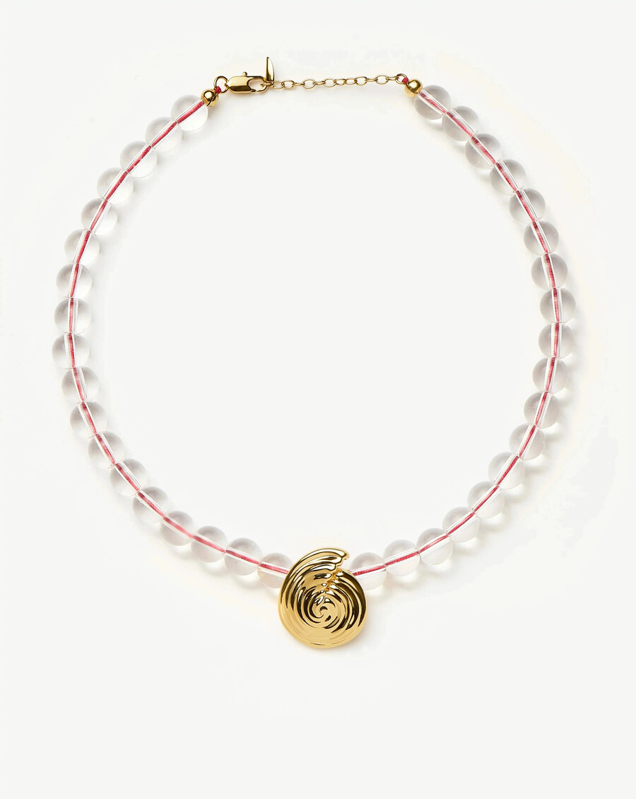 collier pendentif en perles de pierre précieuse en spirale