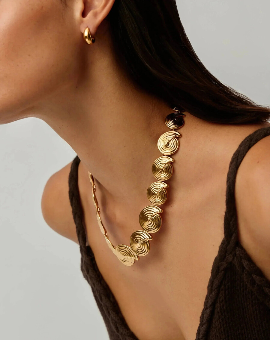 collier ras du cou à maillons spiralés - or