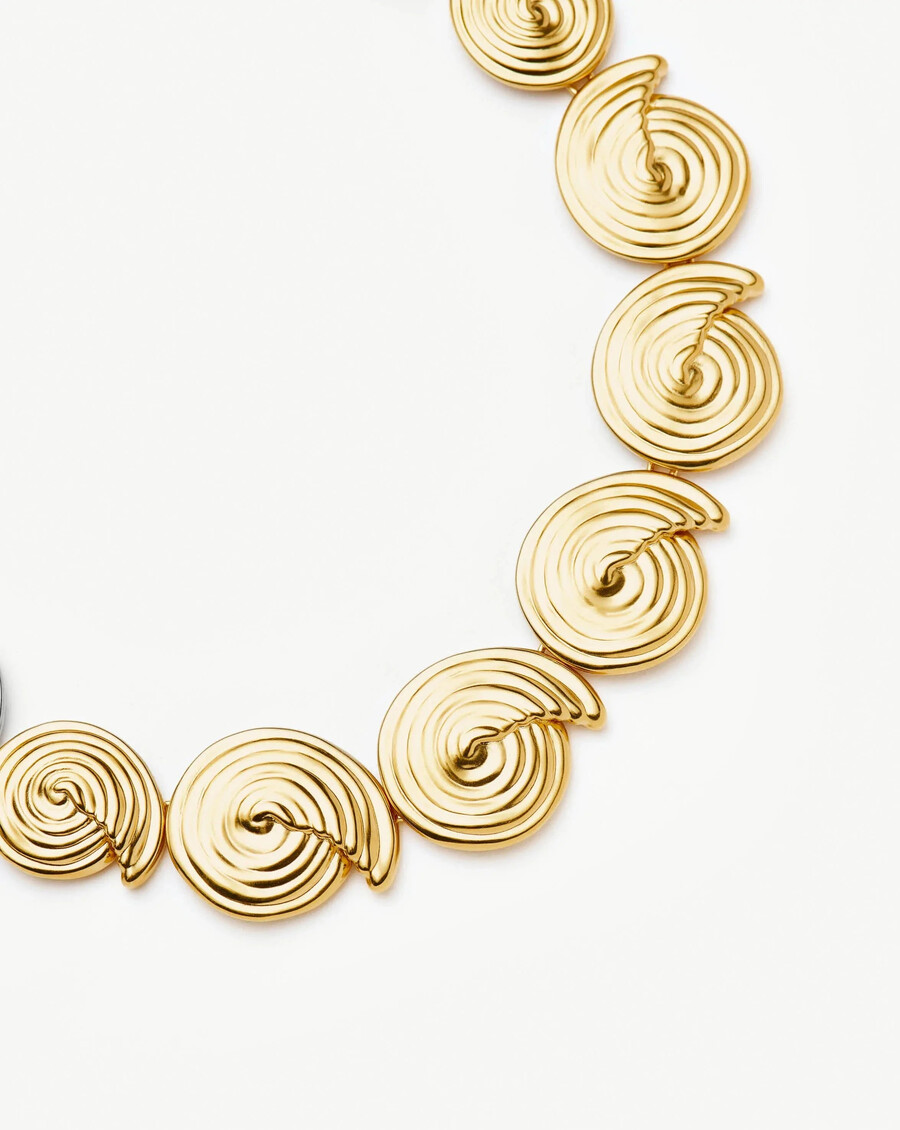 collier ras du cou à maillons spiralés - or