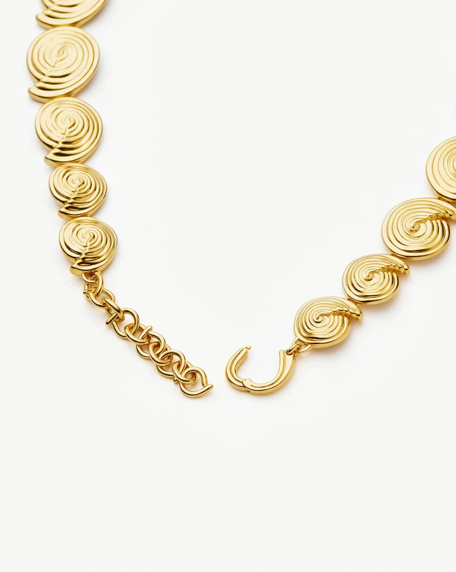 collier ras du cou à maillons spiralés - or
