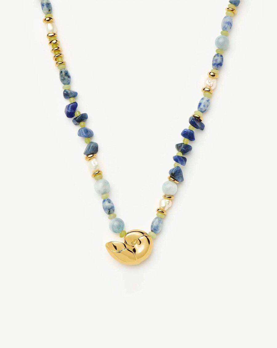 collier coquillage à perles multiples - or