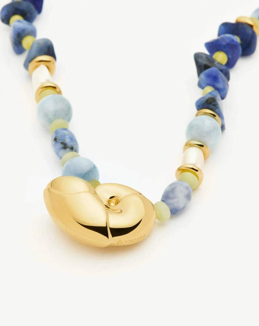 collier coquillage à perles multiples - or