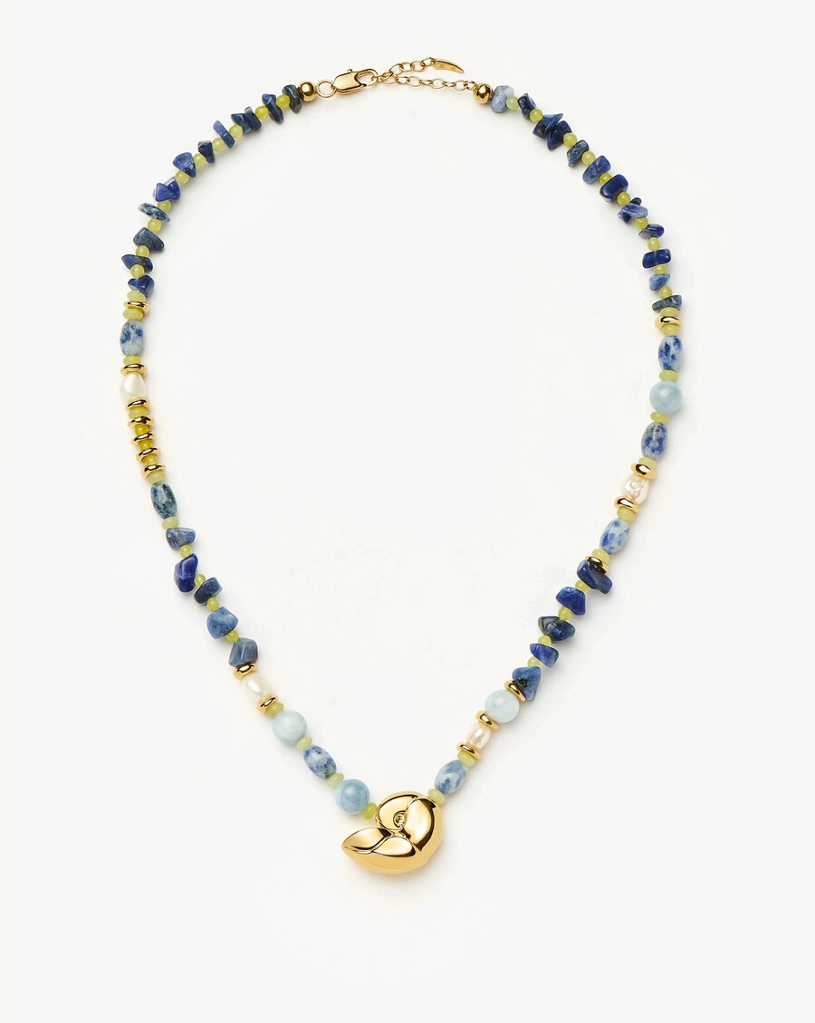 collier coquillage à perles multiples - or
