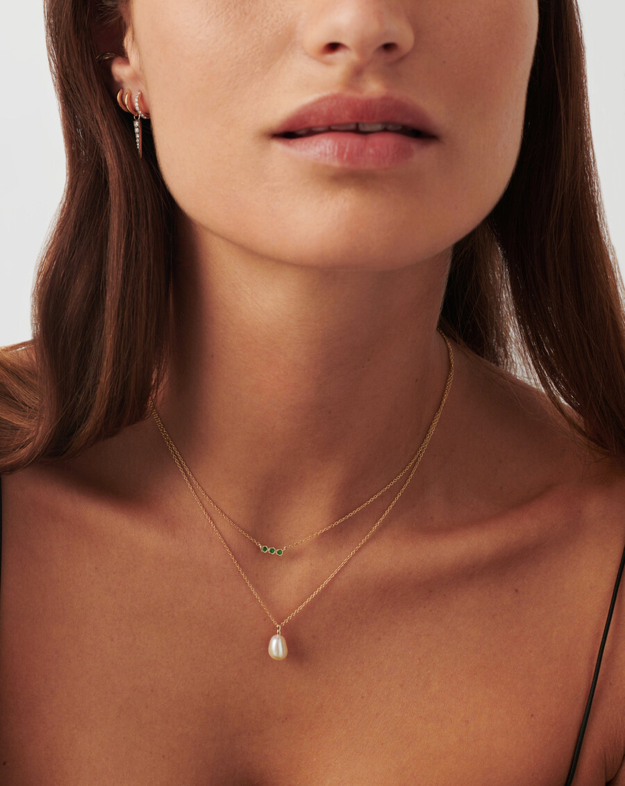 collier trio solitaire émeraude fine