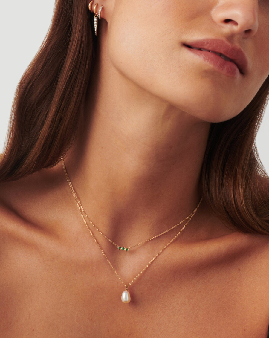 collier trio solitaire émeraude fine