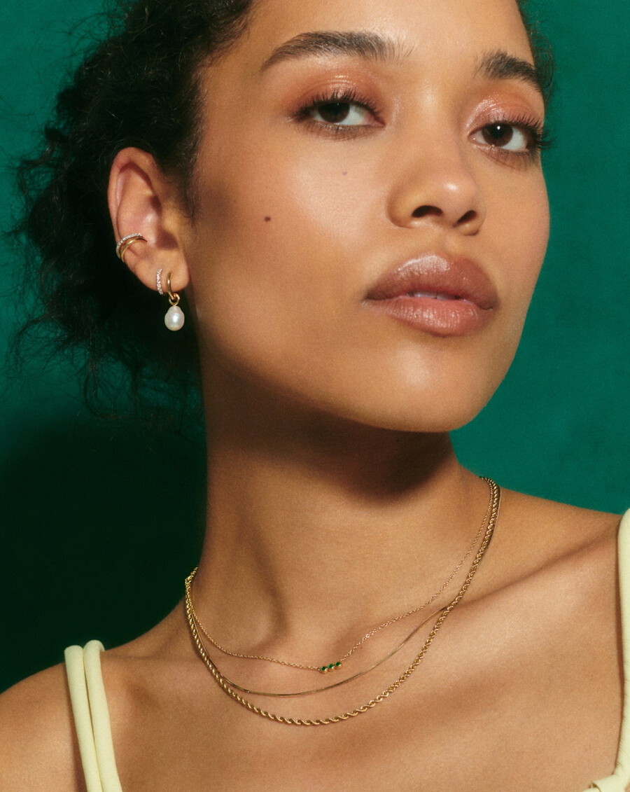 collier trio solitaire émeraude fine