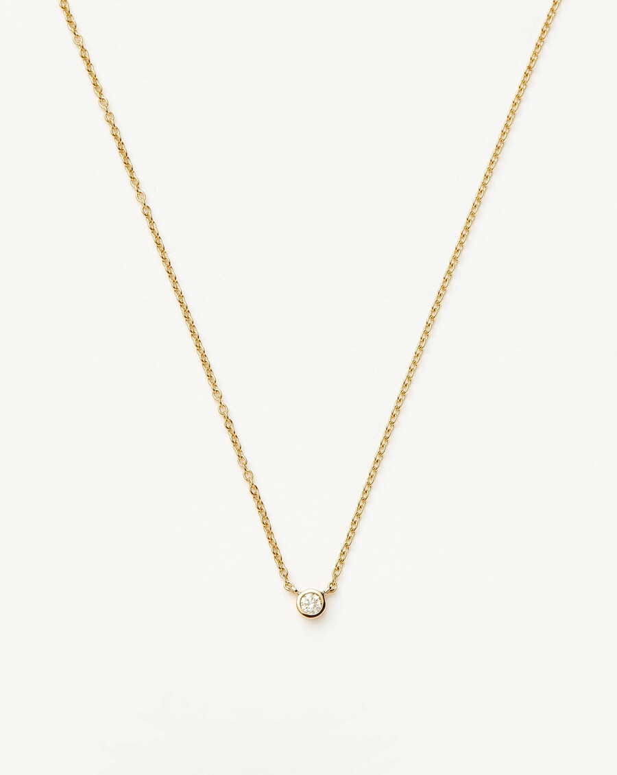 collier pendentif solitaire en or massif 14 carats avec diamant