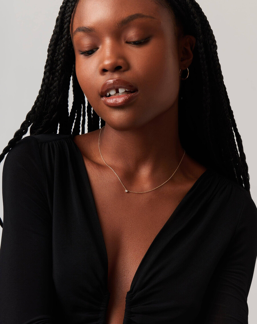 collier pendentif solitaire en or massif 14 carats avec diamant