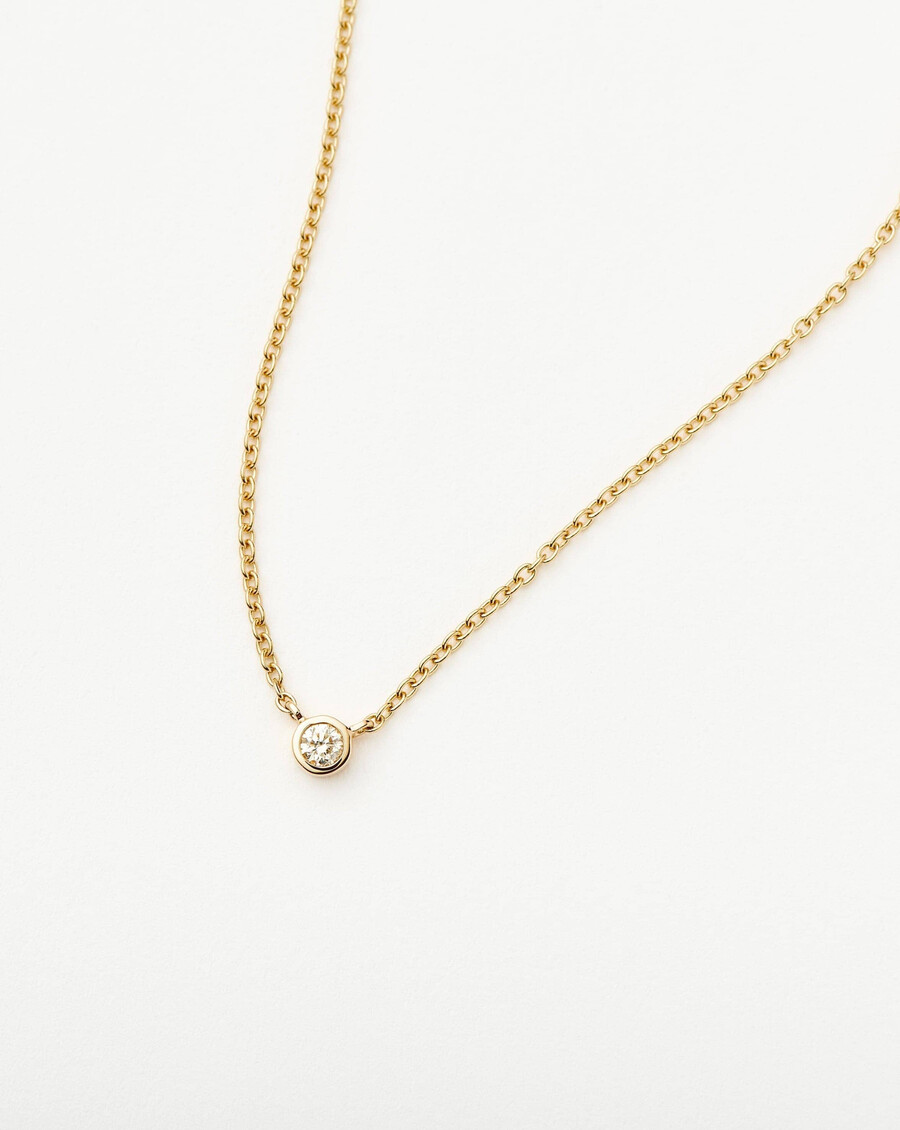 collier pendentif solitaire en or massif 14 carats avec diamant