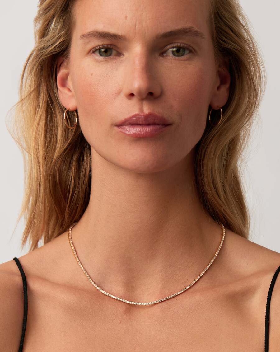 collier de tennis en or massif 14 carats serti de diamants