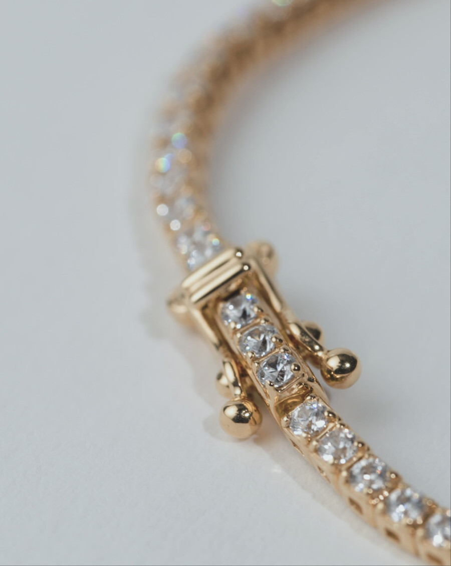 collier de tennis en or massif 14 carats serti de diamants