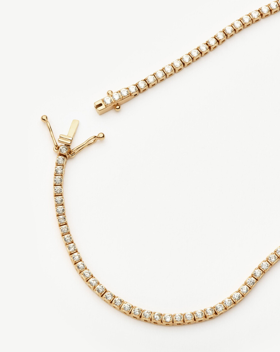 collier de tennis en or massif 14 carats serti de diamants