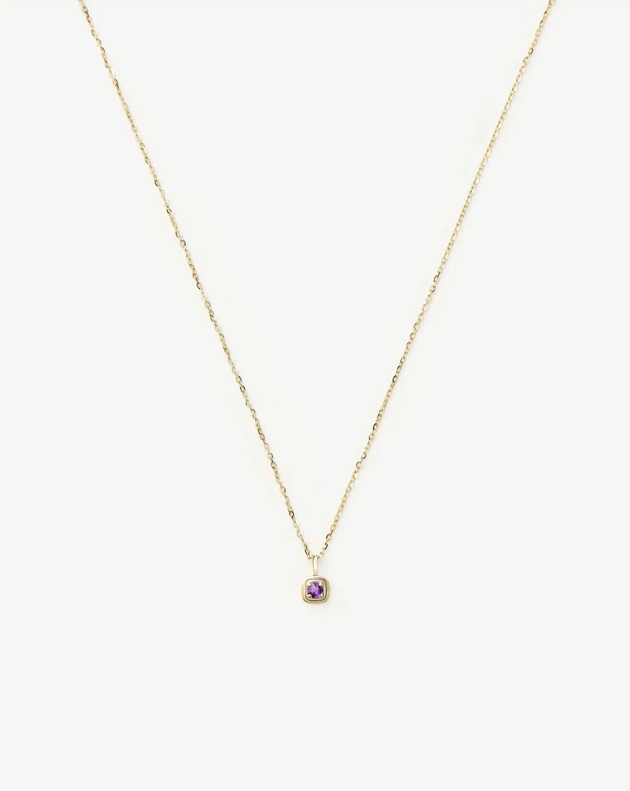 collier pendentif en or massif 14 carats avec pierre de naissance de février