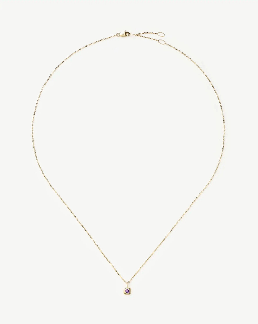 collier pendentif en or massif 14 carats avec pierre de naissance de février