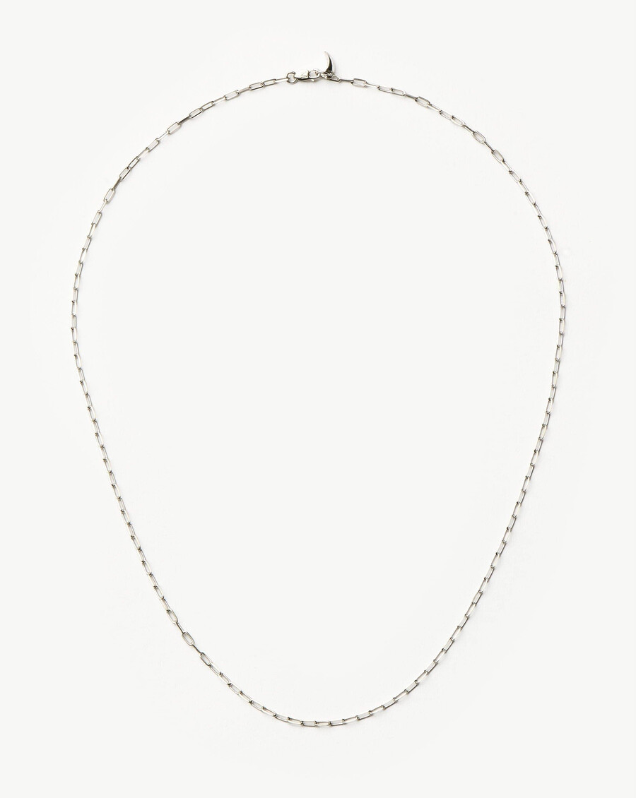 collier classique à chaîne trombone en or blanc massif 14 carats