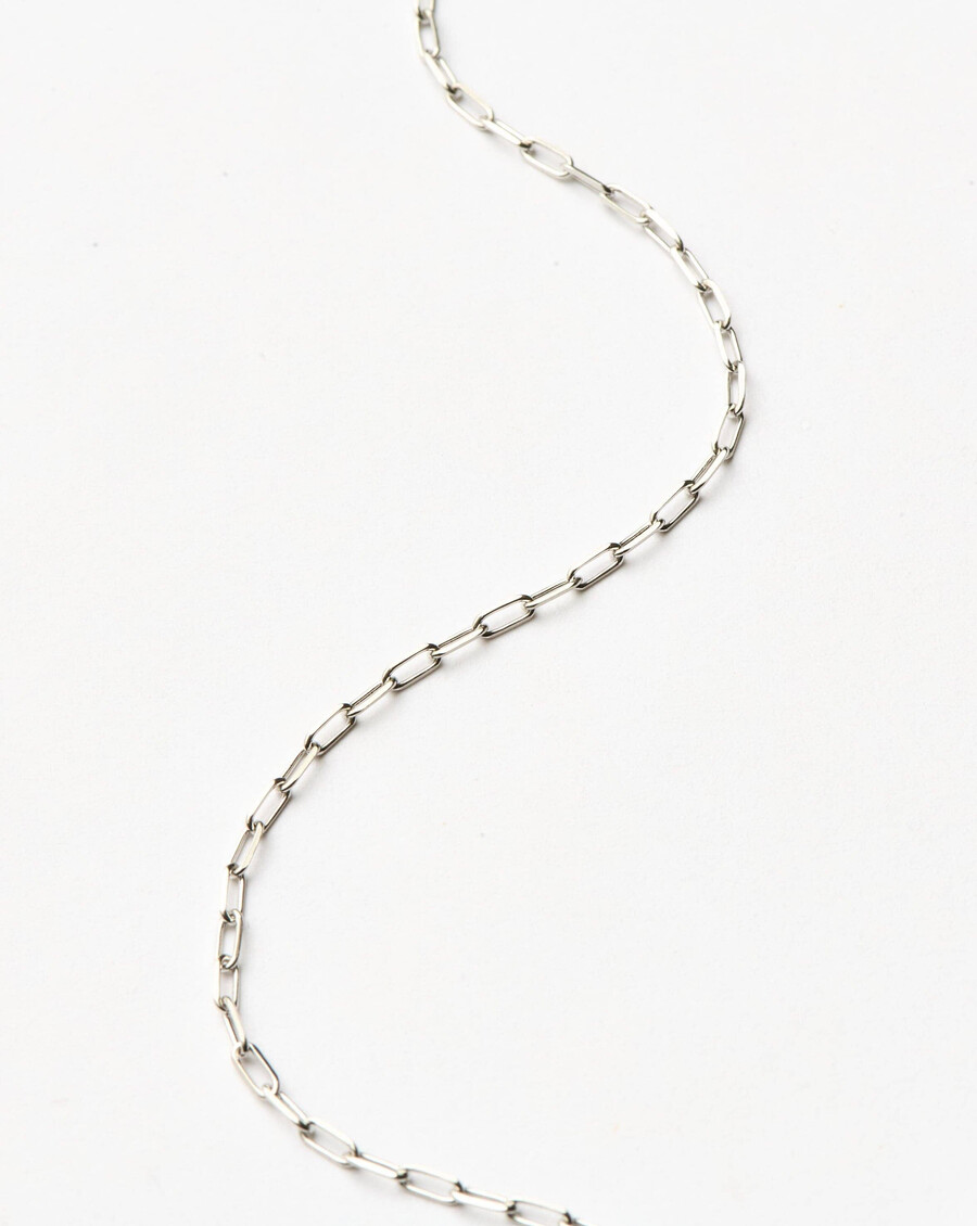 collier classique à chaîne trombone en or blanc massif 14 carats