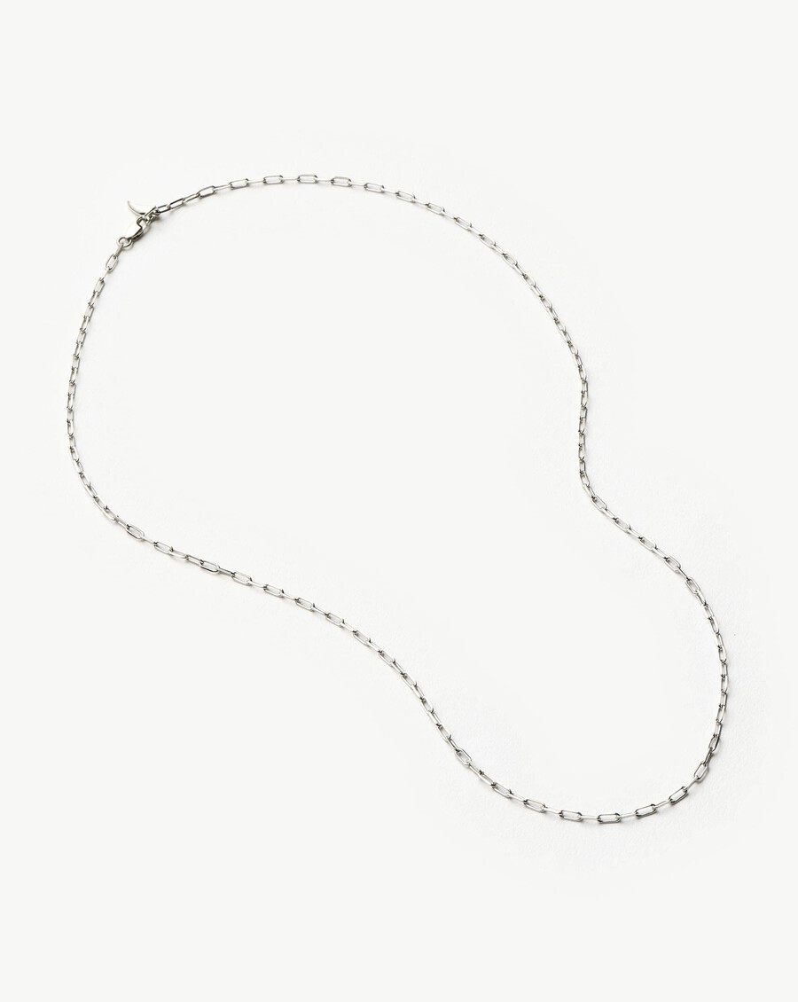 collier classique à chaîne trombone en or blanc massif 14 carats