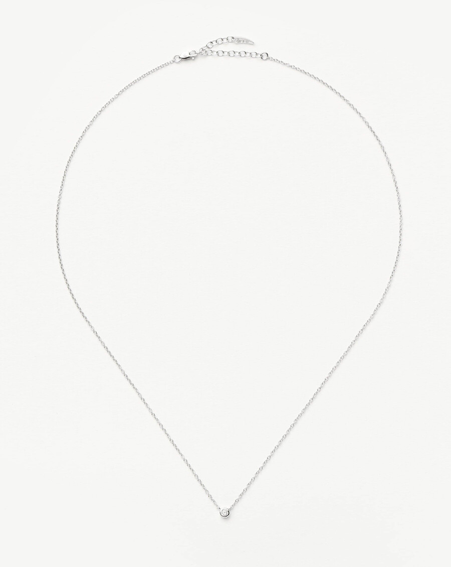collier pendentif solitaire en or blanc massif 14 carats avec diamant