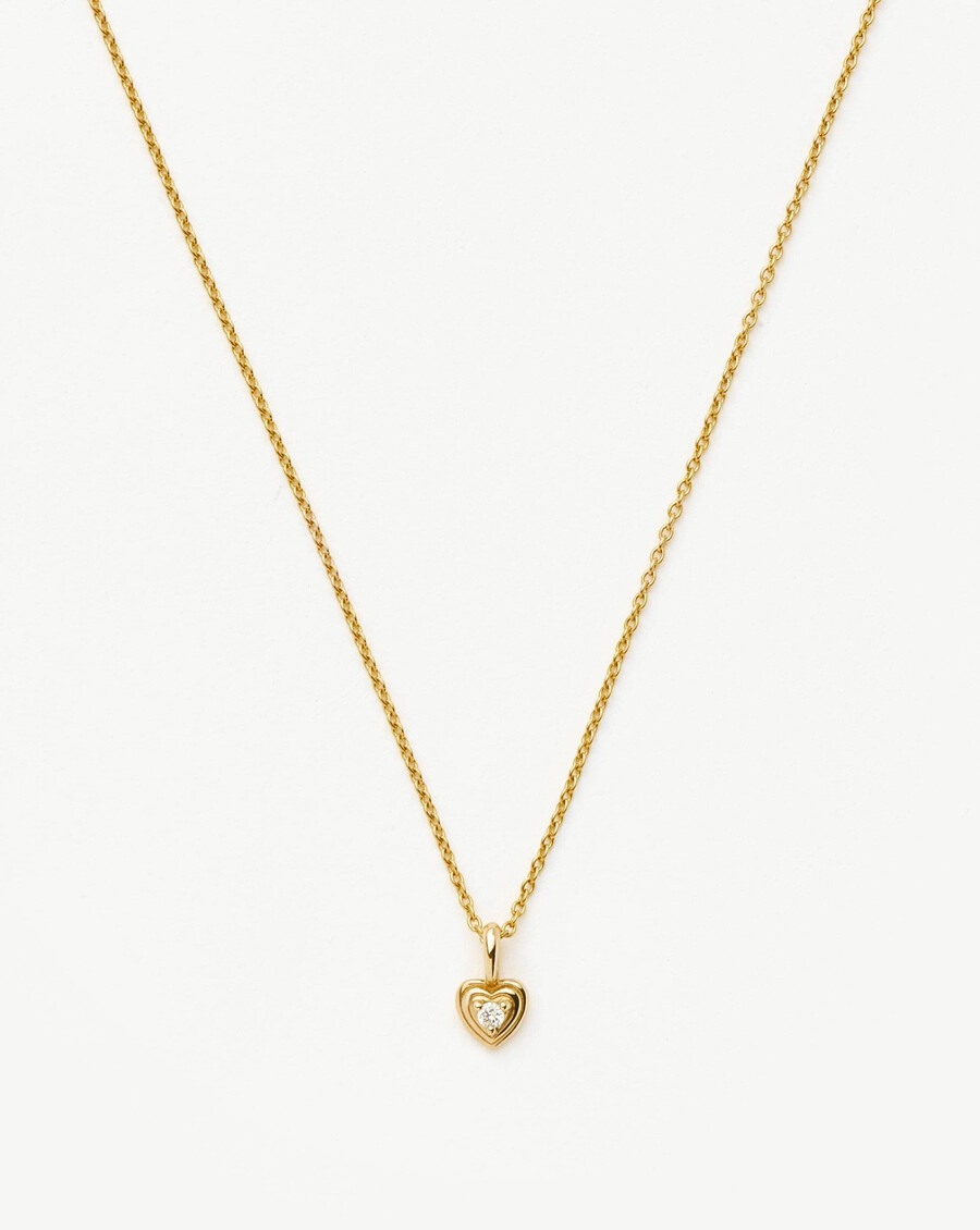 collier pendentif mini cœur en or massif 14 carats et diamant