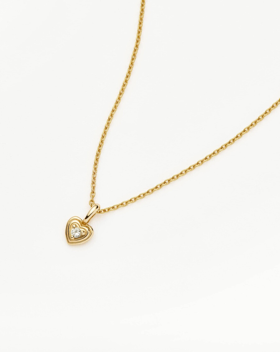 collier pendentif mini cœur en or massif 14 carats et diamant