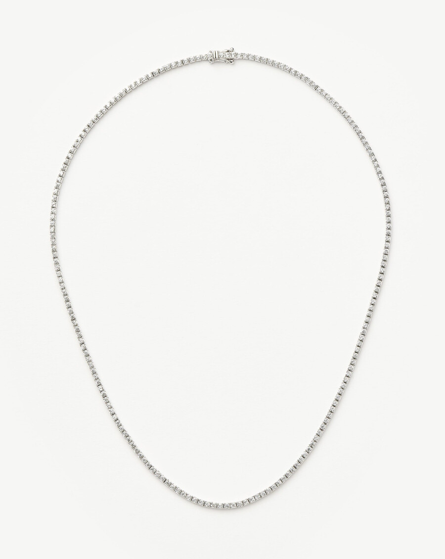 collier de tennis en or blanc massif 14 carats serti de diamants