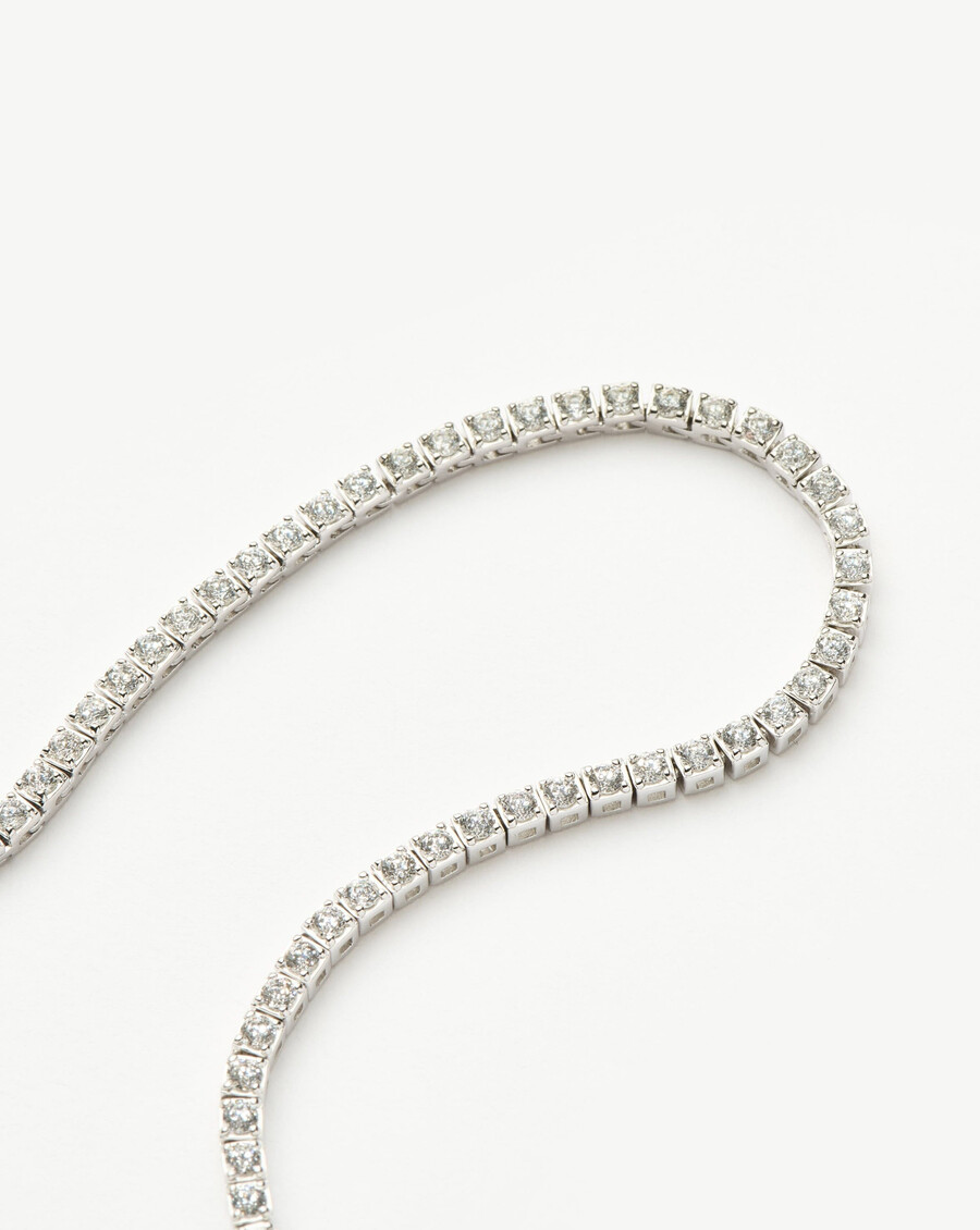 collier de tennis en or blanc massif 14 carats serti de diamants
