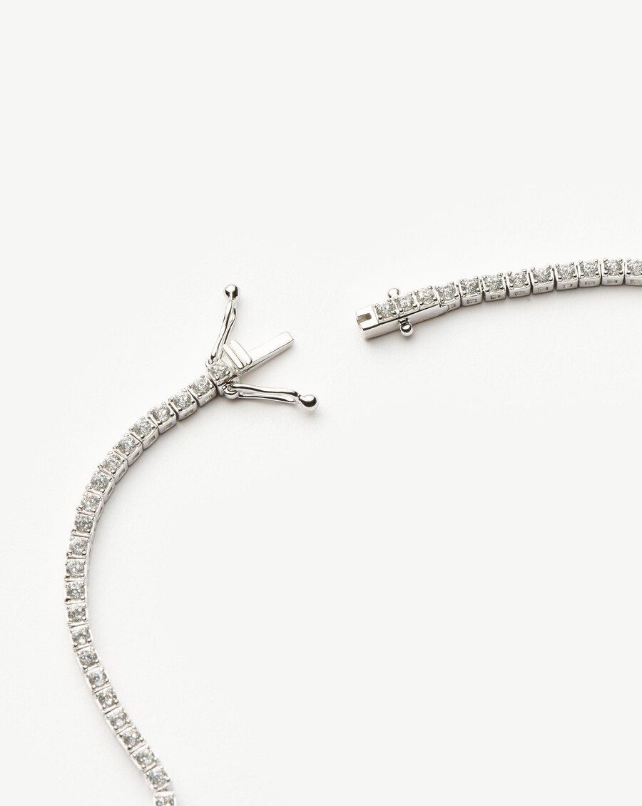 collier de tennis en or blanc massif 14 carats serti de diamants